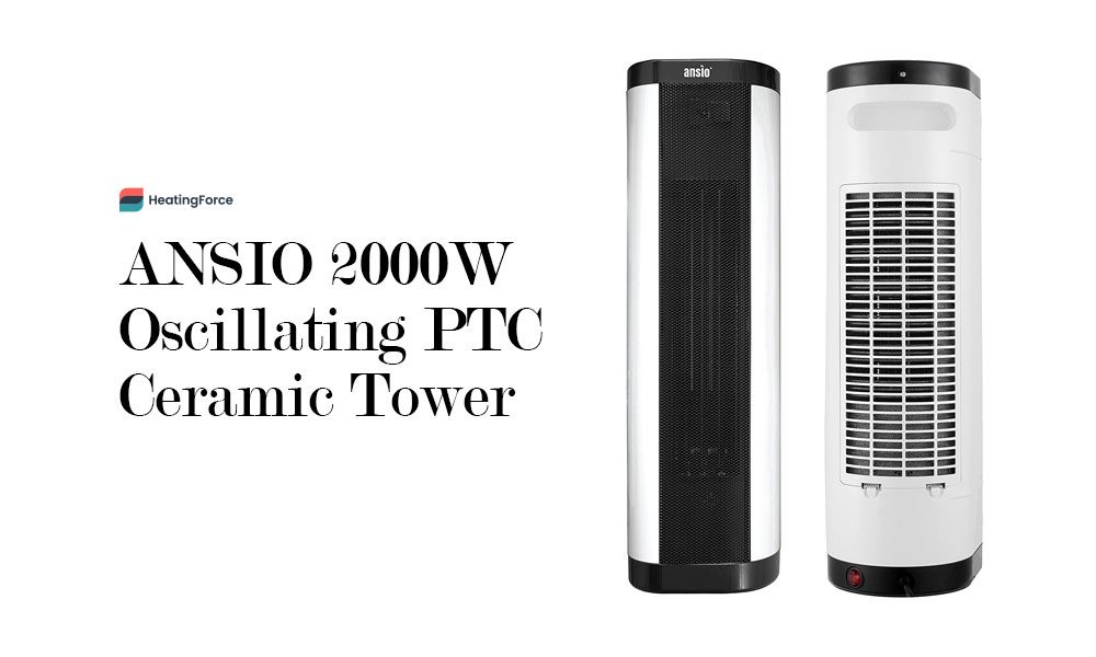 ANSIO 2000W Oscillating PTC Ceramic Tower Heater with Remote Control