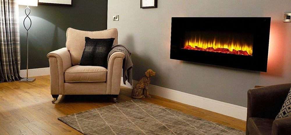Endeavour Fires and Fireplaces Holbeck Black Wall Mounted Electric Fire