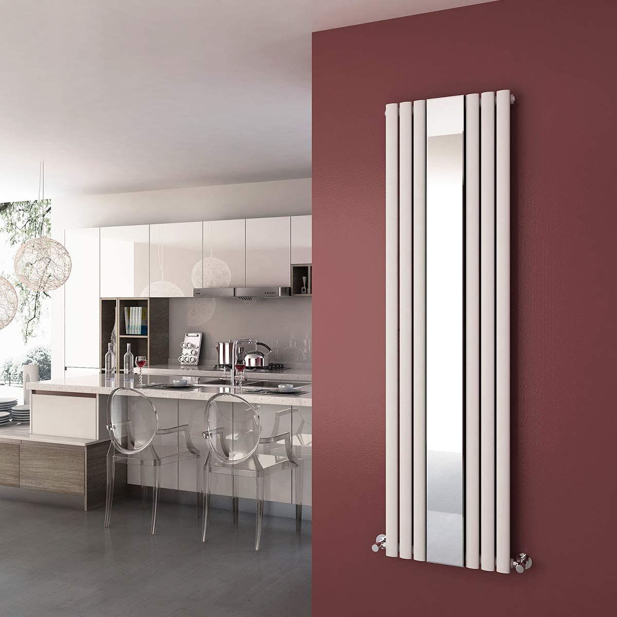 ELEGANT Vertical Mirror Radiator Designer Oval Column Panel