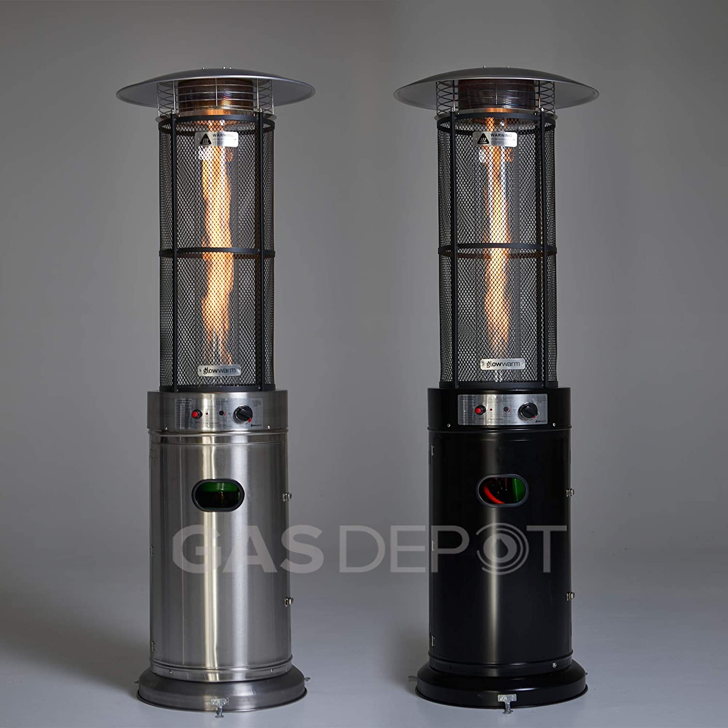 Calentador de patio de llama Real Glow de 15 KW con tubo de vidrio