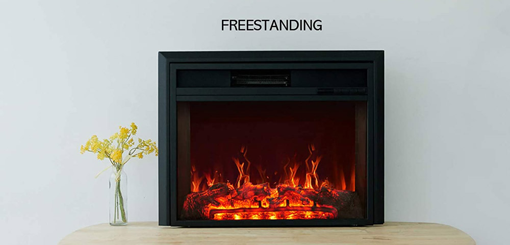 C-Hopetree Electric Fireplace Insert, Portable Free-Standing Heater