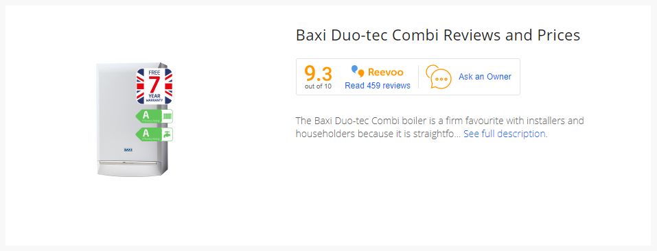 Baxi Duo-tec Combi Reviews and Prices - Reevo