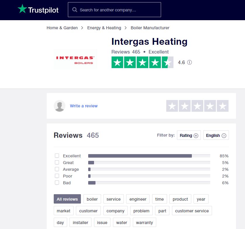 Intergas boilers - Trustpilor reviews